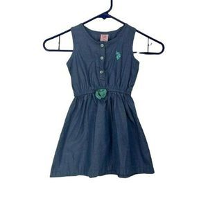 US Polo Assn Toddler Girl Blue Jean‎ Button Down Dress Size 3T